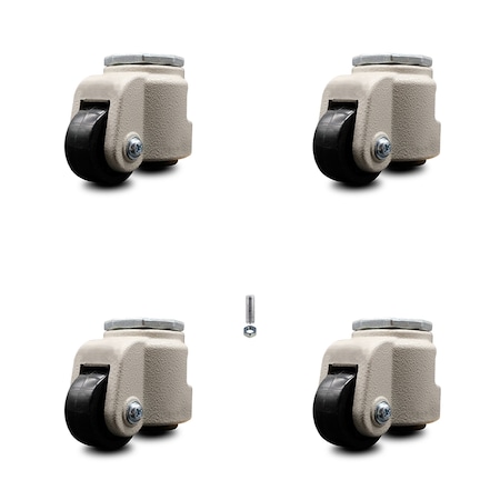 Service Caster Nylon Swivel TS Caster w/2.44" Black Wheel and M12 x 1.75mm x 18mm Stems, 4PK SCC-TSLV30S60-NYR-660-DC-4